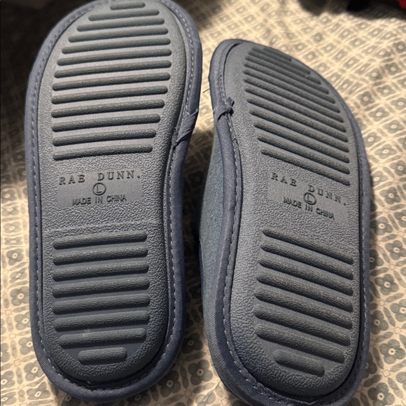 RAE DUNN “rise & shine” embroidered blue denim slippers - Picture 5 of 5
